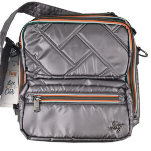 NWT Lug Wrangler Crossbody Bag Metallic Pearl Grey Silver RFID Built In Wallet